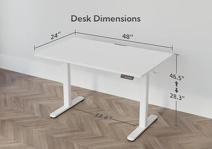 YDN Standing Desk, Electric Adjustable Height 48 Inchs Stand up Desk, Sit Stand Home Office Desk with Splice Board, White Top