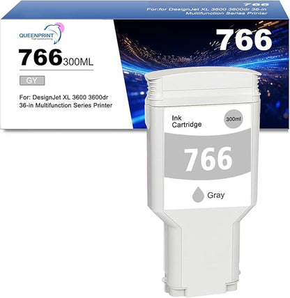 766 Ink Cartridge Gray P2V93A 766 GY DYE Ink Replacement for 766 Ink Cartridge for DesignJet XL 3600 3600dr Series Printer Ink 1-Pack 300ml