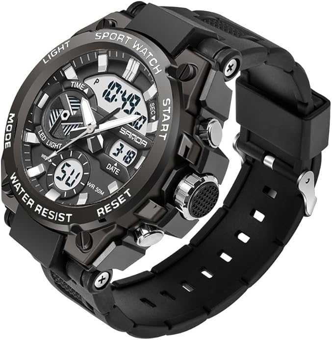 KXAITO Men's Watches Sports Outdoor Waterproof Military Watch Date Multi Function Tactics LED Alarm Stopwatch
