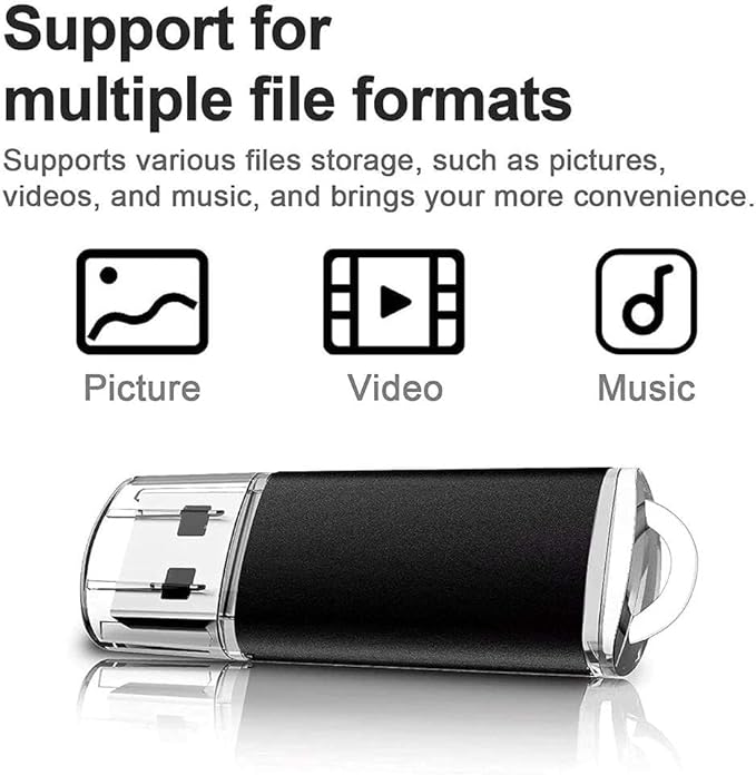 Generic 64GB USB Flash Drive 5 Pack, USB 2.0 Swivel Thumb Drives, High-Speed Data Transfer, Portable Memory Stick for Computers, Laptops, TV, Car, PS4/5 - Bundle (5 Pack Plastic USB Black, 64GB)