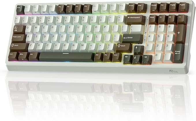 RK ROYAL KLUDGE F99 Wireless Mechanical Keyboard with Numper Pad, Tri-Mode Hot Swappable 95%100 Keys Gaming Keyboard Linear Creamy Switch, RGB Backlit Gaming Keyboard for PC/Tablet/Xbox/PS4/PS5