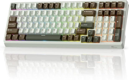 RK ROYAL KLUDGE F99 Wireless Mechanical Keyboard with Numper Pad, Tri-Mode Hot Swappable 95%100 Keys Gaming Keyboard Linear Creamy Switch, RGB Backlit Gaming Keyboard for PC/Tablet/Xbox/PS4/PS5