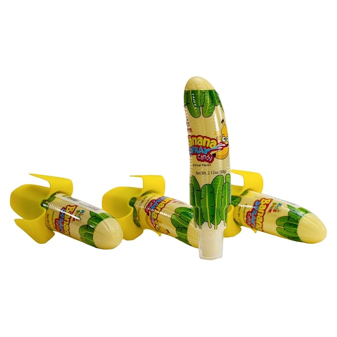 Kids Boom Banana Spray Candy - 12 Pack Novelty Liquid Sweets for Kids & Fruit Party Favors