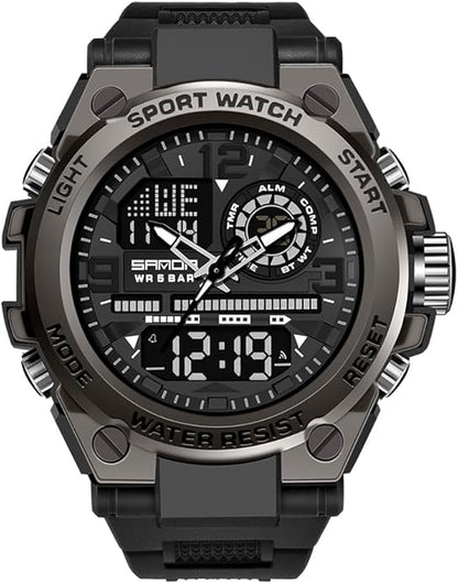 KXAITO Men's Watches Sports Outdoor Waterproof Military Watch Date Multi Function Tactics LED Alarm Stopwatch