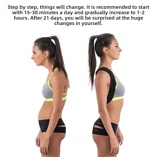 BOXOB Posture Corrector for Men, Breathable Mesh Design Adjustable Back Straightener Back Support Brace Hunchback Corrector for Women Lumbar Shoulder Relaxation (Black)