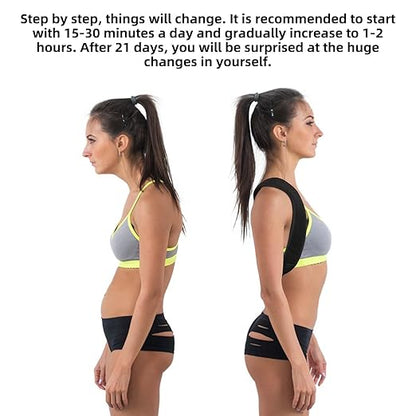 BOXOB Posture Corrector for Men, Breathable Mesh Design Adjustable Back Straightener Back Support Brace Hunchback Corrector for Women Lumbar Shoulder Relaxation (Black)