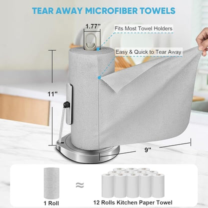 AIDEA Microfiber Cleaning Cloth 165 Sheets 3 Roll, Grey Microfiber Towels for Cars, Shop Towels, Shop Rags Washable, Cleaning Rags for Automotive, Mechanic, Workshops, House,11×9"