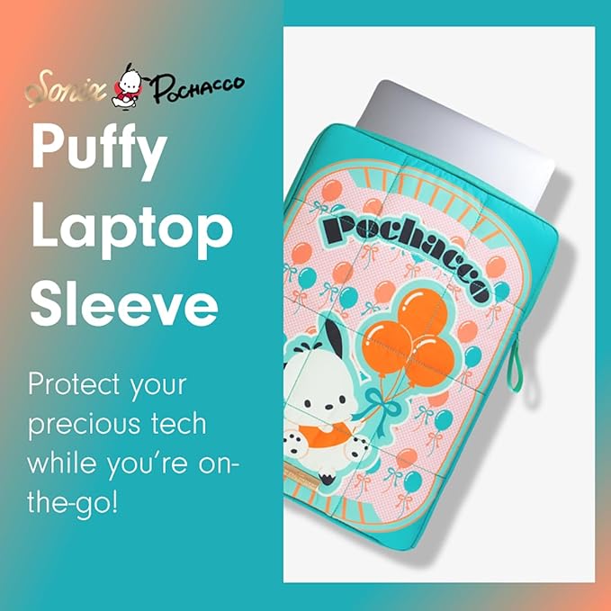 Sonix x Sanrio | Puffy Laptop Sleeve | 15-16 Inch, Quilted Pillow Puffer Laptop Carrying Case, Computer Sleeve | Pochacco Retro Vibes