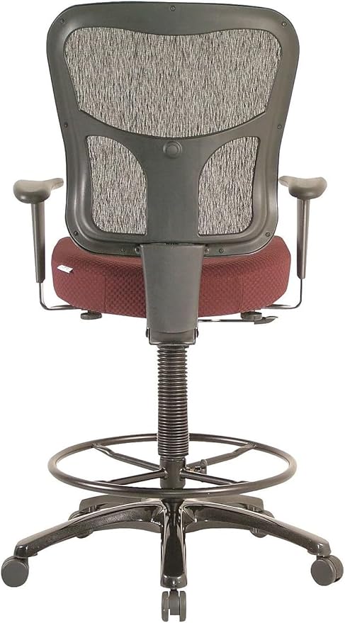 Tempur-Pedic TP8200C Fabric Drafting Stool with Backrest and Footrest with Lumbar Support, with Tempur Material, Cooling Gel Layer, Burgundy