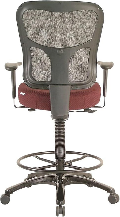 Tempur-Pedic TP8200C Fabric Drafting Stool with Backrest and Footrest with Lumbar Support, with Tempur Material, Cooling Gel Layer, Burgundy