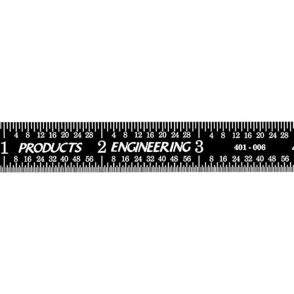 PEC Tools 6-inch Flexible Metal Ruler (5 Pack), High Contrast Machinist Rule, 4R Graduation (1/8", 1/16", 1/32", 1/64"), 6" Stainless Steel Ruler with Black Chrome Finish, Easy to Read, Made in USA