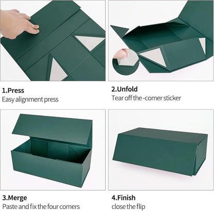 Green Gift Boxe 10" x 6" x 3" with Magnetic Closure Lid Gift Boxes for Presents,Bridesmaid Gifts Box,Cute Box,Birthday Gift box,Luxury for Gift Packaging, Magnetic Gift Box for Wrapping Gifts