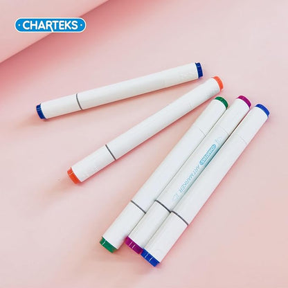 CHARTEKS 80 Colors Art Markers, Dual Tips Drawing Markers Set for Kids & Adults, No Bleed Through Coloring Marker Pens for Sketching, Bullet Journaling, Beginner Artist Supplies (Water-Based)