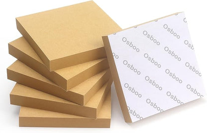 Sticky Notes 3x3 Self-Stick Notes Pads with 6 Bright Colors, Easy to Post for Office, School, Home, 6 Pads/Pack, 100 Sheets/Pad(Kraft Paper)
