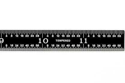 PEC Tools 12" Flexible Metal Ruler, High-Quality Stainless Steel, High-Contrast Black Chrome Finish, 3R Graduation (1/32", 1/64", 1/10", 1/50"), Fully Hardened and Tempered, Made in USA