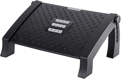 Under Desk Foot Stool Roller Massager Height Adjustable Ergonomic Footrest with Anti Slip Design for Home Office Dorm Plastic 42x31x19.5cm