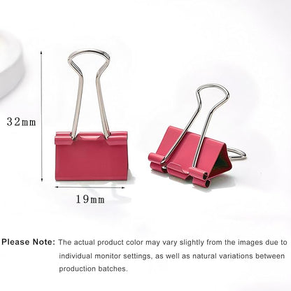 50 Pack Small Red Binder Clips 3/4 Inch (19 mm), Colored Little Paper Clamps, Tiny Mini Paper Clips for Office Home School Business 0.75"