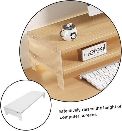 Mipcase Acrylic Monitor Stand Riser with Legs White Computer Lifting Rack for Desk Posture Improvement Neck Shoulder Relief Home Office Use