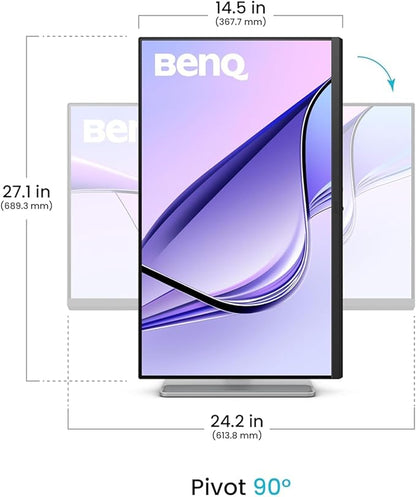 BenQ MA270UP 27” 4K 3840x2160 Monitor for MacBook® Pro/Air, Dual USB-C, 90W Power Delivery, Mac Color Match, USB Hub, Brightness & Volume Control on Mac, Height & Tilt Adjustable Stand, P3 Color Gamut