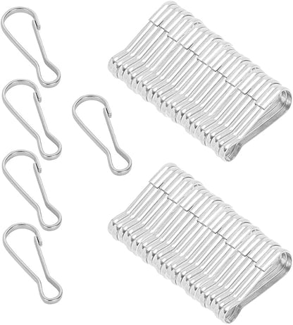 50pcs Stainless Steel Spring Lanyard Hooks for ID Card Key Chain Tag, 1 Inch（25mm Snap Buckles Clip for Wallets Purse Zipper Pull Badge Holder Keyring Clasp Plant Hanger DIY Craft