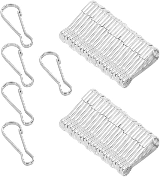 50pcs Stainless Steel Spring Lanyard Hooks for ID Card Key Chain Tag, 1 Inch（25mm Snap Buckles Clip for Wallets Purse Zipper Pull Badge Holder Keyring Clasp Plant Hanger DIY Craft