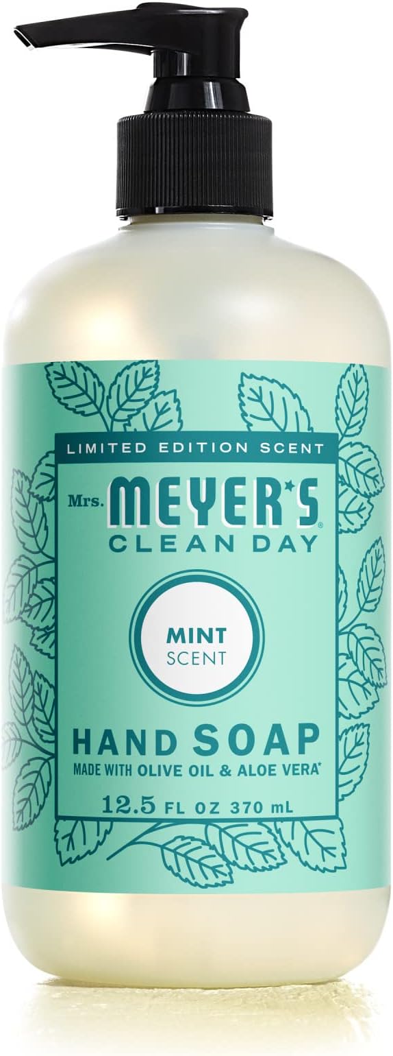 MRS. MEYER'S CLEAN DAY Hand Soap, Made with Essential Oils, Biodegradable Formula, Limited Edition Mint, 12.5 fl. oz