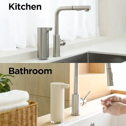 mooas Automatic Foaming Soap Dispenser - Stainless Steel, Touchless, Rechargeable, Hands Free, 9.4oz (Silver)