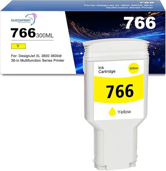766 Ink Cartridge Yellow P2V91A 766 Y DYE Ink Replacement for 766 Ink Cartridge for DesignJet XL 3600 Series Printer Ink 1-Pack 300ml