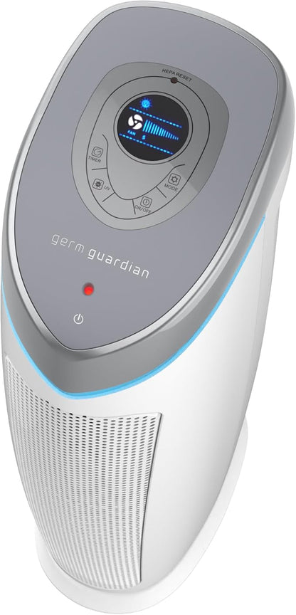 GermGuardian Air Purifier with Genuine HEPA 13 Pet Pure Filter, Removes 99.97% of Pollutants, Covers Large Rooms up to 915 Sq. ft. in 1 Hour, UV-C Light Helps Reduce Germs, 28", White, AC5250WPT