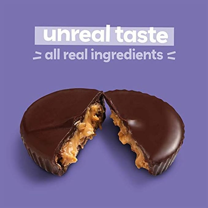 UNREAL Dark Chocolate Almond Butter Cups| 5g Sugar | Certified Vegan, Gluten Free, Fair Trade, Non-GMO | No Sugar Alcohols or Soy | 0.53 Ounce (Pack of 40)