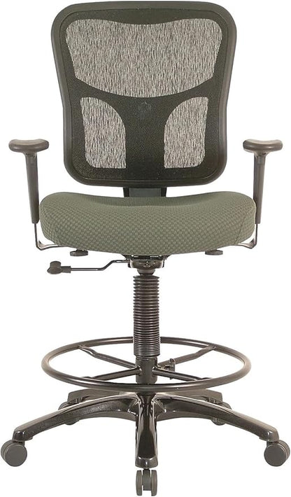 Tempur-Pedic TP8200C Fabric Drafting Stool with Backrest and Footrest with Lumbar Support, with Tempur Material, Cooling Gel Layer, Olive