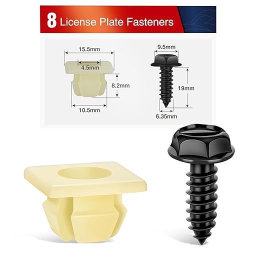 Nilight License Plate Screw Kit for Fastening Front and Back License Plates on Cars, Suvs, and Trucks Black Zinc Plated Rust-Proof and Anti-Rattle License Plate Bolts (Set of 8)