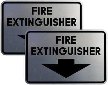Signs ByLITA Classic Framed Fire Extinguisher (Brushed Silver) - Small 2 Pack