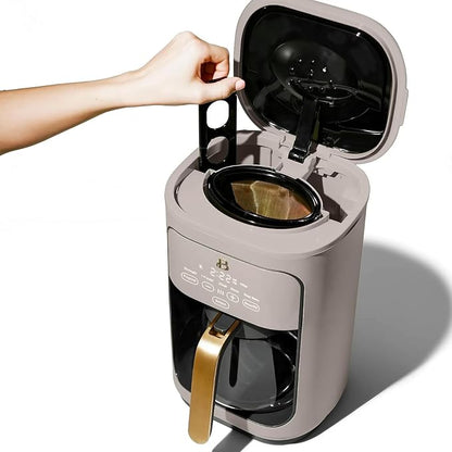 Beautiful 14-Cup Programmable Coffee Maker with Touch-Activated Display – Brew Hot Coffee Fast, Keep Warm & Auto-Pause (Porcini Taupe)