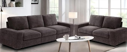 TEKAMON 73" Modular Sofa Couch with Seat Storage, Comfy 2-Seater Chenille Fabric Loveseat Sofa for Living Room, Office, RV, Apartment W/Deep Seat, Wide Arms, USB, Side Pockets, Washable Cover(DkGrey)