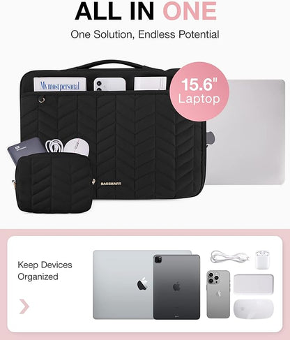 BAGSMART 15-16 inch Laptop Case with Handle, Puffy Padded Sleeve Compatible for MacBook Air 15.6 inch, MacBook pro 16 inch, Dell, HP Computers
