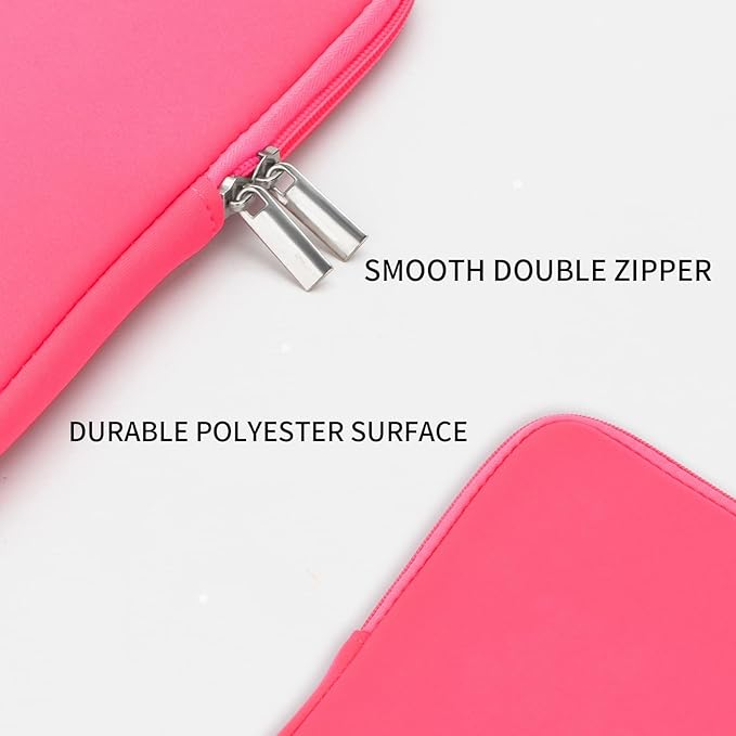 RAINYEAR 15.6 Inch Laptop Sleeve Protective Case Soft Carrying Zipper Bag Cover Compatible with 15.6" Notebook Computer Ultrabook Chromebook (Bright Pink)