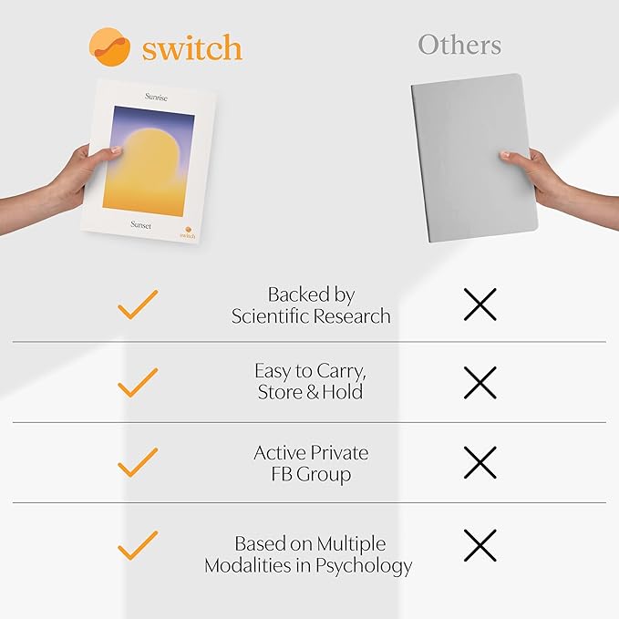 Switch Research Sunrise/Sunset Journal: Science-Backed Daily Gratitude Journal for Women & Gratitude Journal for Men - Powerful Daily Journal Prompts for Mindfulness, Presence, & Habit Transformation
