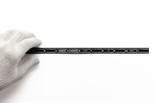 PEC Tools 12" Flexible Metal Ruler, High-Quality Stainless Steel, High-Contrast Black Chrome Finish, 3R Graduation (1/32", 1/64", 1/10", 1/50"), Fully Hardened and Tempered, Made in USA