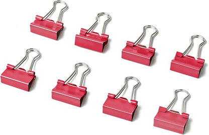 100 Pack Mini Red Binder Clips 5/8 Inch (15 mm), Colored Little Paper Clamps, Small Tiny Micro Size Paper Clips for Office Home School Business 0.6"