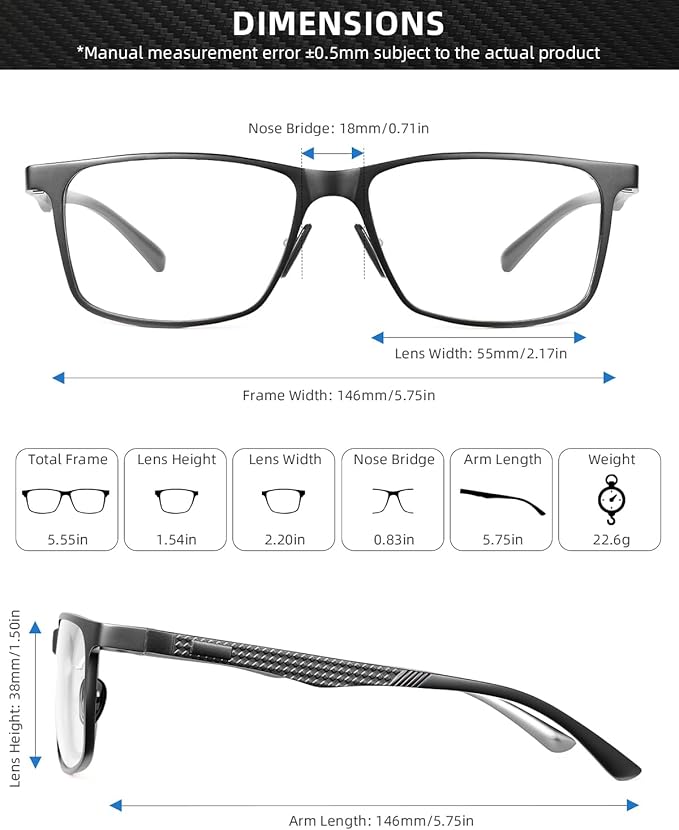 JM Al-Mg Metal Blue Light Blocking Glasses Men Women Anti Blue-Light Computer Glasses, Relieve Eyestrain and Eye Protection