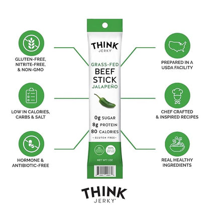 Think Jerky Meat Stick Variety Pack, High Protein, Sugar Free, Gluten Free, No Nitrates Keto Paleo Friendly - 0.5 oz Sticks, 18 Pack