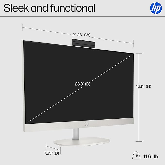HP 24 Touchscreen All-in-One Desktop Computer for Home and School, Intel Processor (Beat i3-1110G4), 23.8" FHD Display, 32GB DDR4 RAM, 1TB PCIe SSD, WiFi 6, Bluetooth, Business AIO, Windows 11 Pro