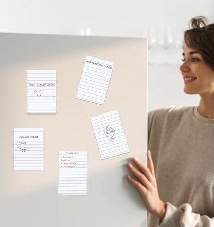 Pack of 400 Sticky Notes White Self-Adhesive Notes 76 x 127 mm, Sticky Notes Large Lined Sticky Note for Marking Pages for Office, Study, Home - 8 Pack/400 Sheets