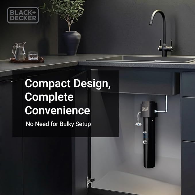 BLACK+DECKER Undersink Water Filter 15’’ | 2 Years | Reduces CHLORAMINE, Chlorine,Lead, PFAS, Bad Taste, Odor | Under Counter Water Filter Direct Connect to Kitchen Faucet | NSF/ANSI 42 Certified