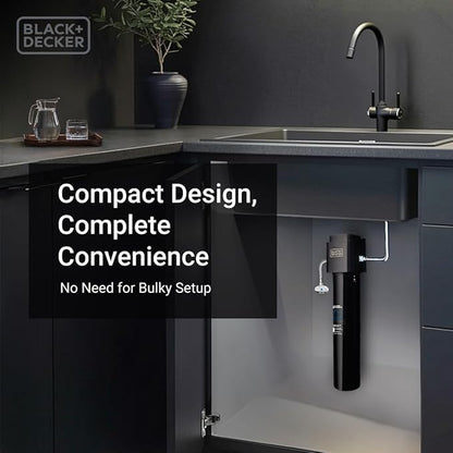 BLACK+DECKER Undersink Water Filter 15’’ | 2 Years | Reduces CHLORAMINE, Chlorine,Lead, PFAS, Bad Taste, Odor | Under Counter Water Filter Direct Connect to Kitchen Faucet | NSF/ANSI 42 Certified