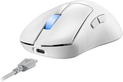 ASUS ROG Keris II Ace Wireless Gaming Mouse – Right-Handed Ergonomic, 54g, Tri-Mode Connectivity, 42K DPI, up to 107Hr Battery, PC/Mac Support - White