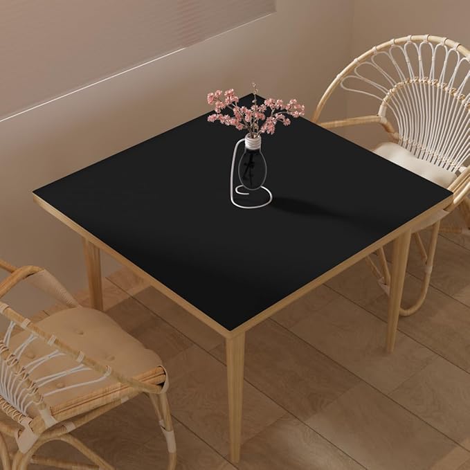 Table Top Protector - 32x32 Inch Waterproof Easy to Clean Can Conceal Flaws Protector The Table Top from Scratches Used for Dining (Black+Black 32x32)