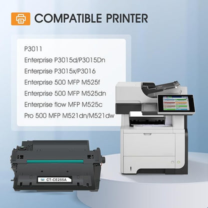 CE255A 55A Black Toner Cartridge P3015 55X CE255X M521dn Compatible for HP Laserjet P3015 Toner Cartridge Black for HP P3011 P3015d P3015x P3015dn P3016 Pro 500 MFP M521dn M521dw M521 Printer (2-Pack)