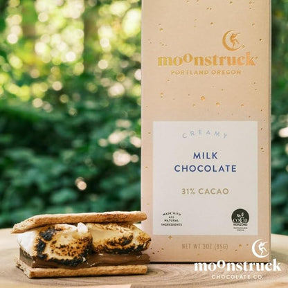 Moonstruck Chocolate Creamy Milk Chocolate Bar, 31% Cacao (Pack of 12)